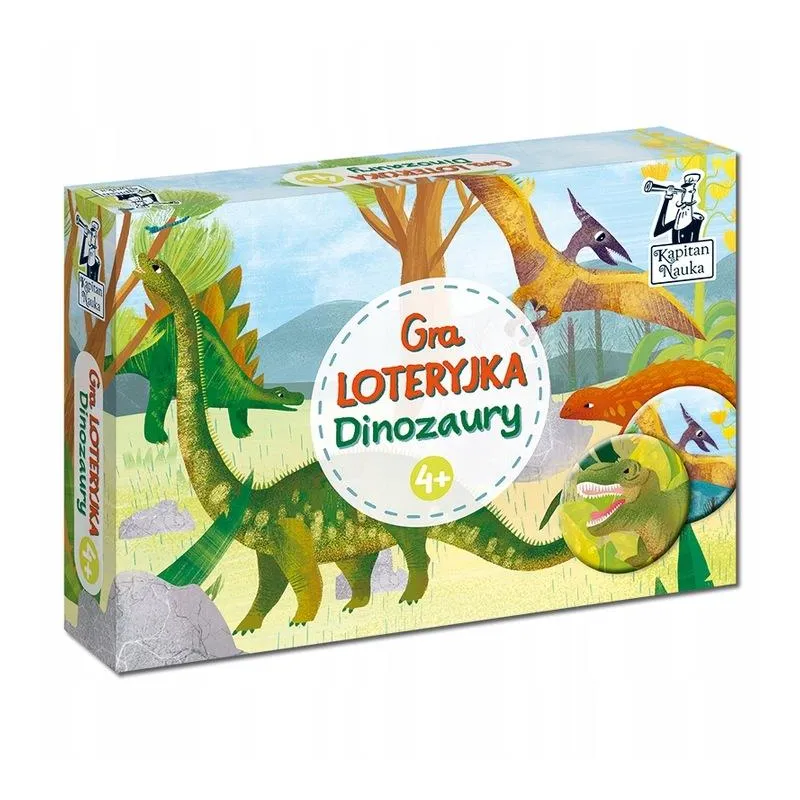 LOTERYJKA DINOZAURY KAPITAN NAUKA GRA DLA DZIECI EDUKACYJNA ZABAWA 4+