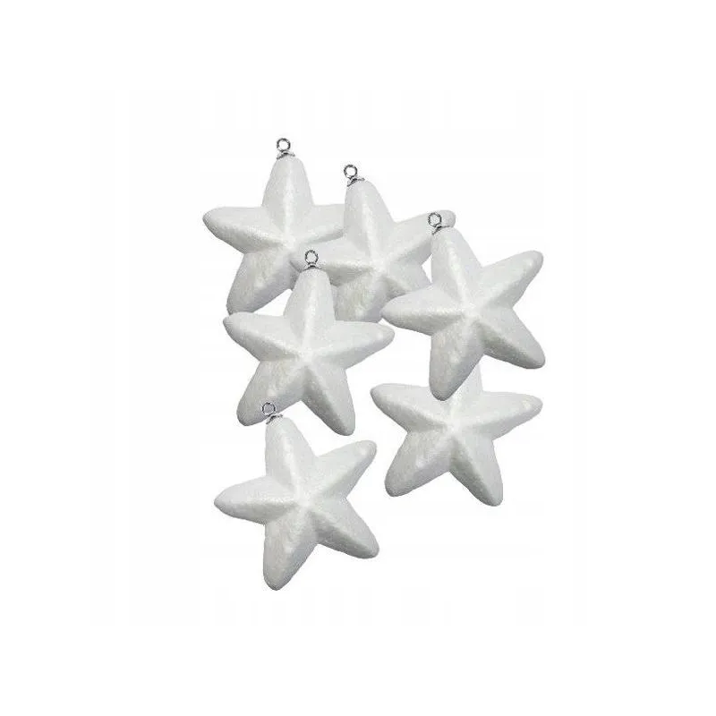 GWIAZDKI STYROPIANOWE Z ZAWIESZKAMI 6 SZT.