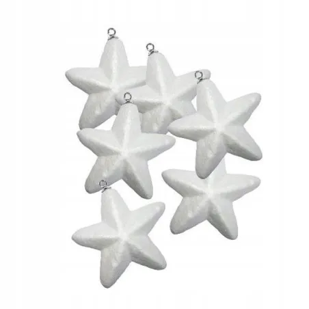 Gwiazdki Styropianowe Z Zawieszkami 6 Szt.