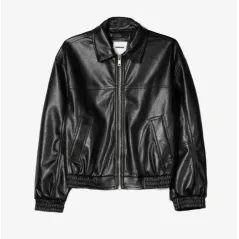 BERSHKA RAMONESKA KURTKA ZE SKÓRY EKOLOGICZNEJ CZARNA XS
