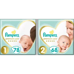 PIELUSZKI PAMPERS NEWBORN PREMIUM CARE ROZMIAR 1+2 146 SZT - Procter & Gamble