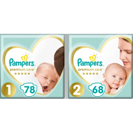 PIELUSZKI PAMPERS NEWBORN PREMIUM CARE ROZMIAR 1+2 146 SZT - Procter & Gamble