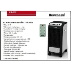 KLIMATYZACJA KLIMATOR PRZENOŚNY 6W1 JONIZACJA NAWILŻANIE CHŁODZENIE RAVANSON KR-2011