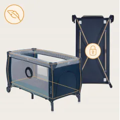 Łóżeczko Turystyczne Kojec Z Przewijakiem I Moskitierą Lionelo Sven Plus Blue Navy