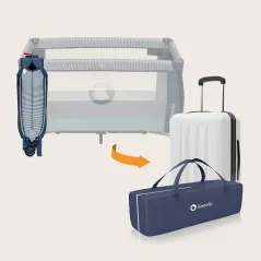 ŁÓŻECZKO TURYSTYCZNE KOJEC Z PRZEWIJAKIEM I MOSKITIERĄ LIONELO SVEN PLUS BLUE NAVY