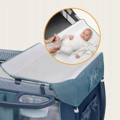 ŁÓŻECZKO TURYSTYCZNE KOJEC Z PRZEWIJAKIEM I MOSKITIERĄ LIONELO SVEN PLUS BLUE NAVY