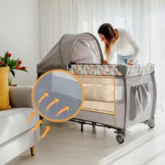 ŁÓŻECZKO TURYSTYCZNE KOJEC Z PRZEWIJAKIEM I MOSKITIERĄ LIONELO SVEN PLUS BLUE NAVY