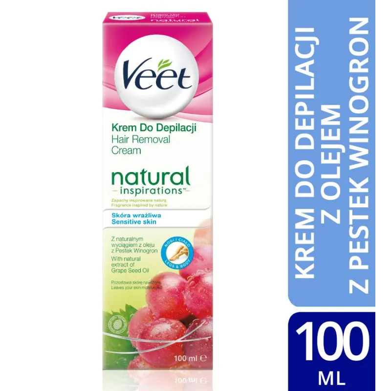VEET NATURAL INSPIRATIONS KREM DO DEPILACJI Z OLEJEM Z PESTEK WINOGRON 100 ML