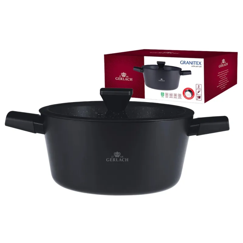 GARNEK Z POWŁOKĄ CERAMICZNĄ 24 CM 4.4L GERLACH GRANITEX