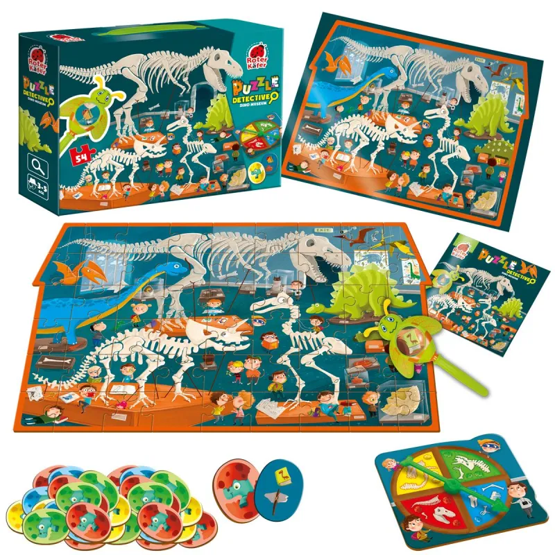 PUZZLE EDUKACYJNE 54 ELEMENTY DETECTIVE DINO MUSEUM ROTER KAFER 6+