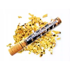 TUBA Z KONFETTI ZŁOTY 40CM PARTYDECO