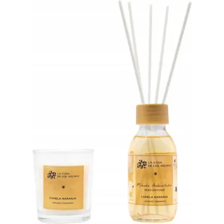 Aromas X-Mas Zestaw Cynamon-Pomarańcza Patyczki Zapachowe 95 Ml + Świeca 65 G