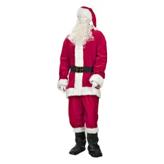 LUKSUSOWY KOSIUM STRÓJ ŚWIĘTEGO MIKOŁAJA AKSAMITNY Z BRODĄ I PASEM