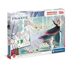 CLEMENTONI PUZZLE DISNEY KRAINA LODU 2 HAPPY COLOR 104 ELEMENTY + FLAMASTRY 6+