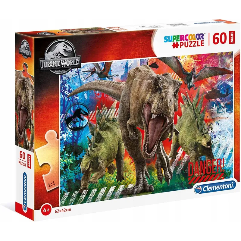 PUZZLE MAXI JURASSIC WORLD DINOZAURY 60 ELEMENTÓW CLEMENTONI 4+