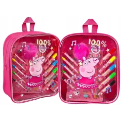 DUŻY PLECAK ŚWINKA PEPPA Z AKCESORIAMI KREDKI PISAKI 3+
