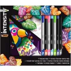 ZESTAW PIŚMIENNICZY INTENSITY NOTES + CIENKOPISY 8 KOLORÓW BIC