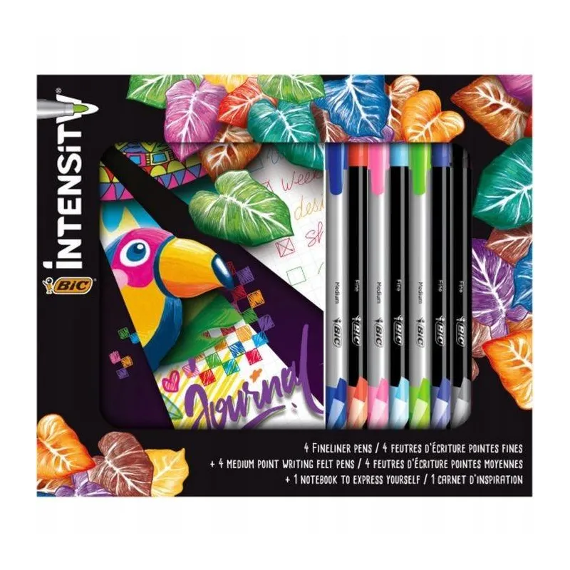 ZESTAW PIŚMIENNICZY INTENSITY NOTES + CIENKOPISY 8 KOLORÓW BIC