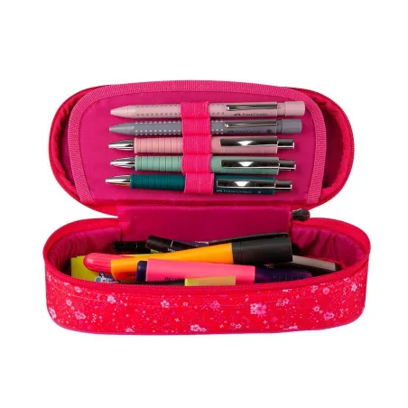 Piórnik Z Klapką Floral Ciemnoróżowy Oxford