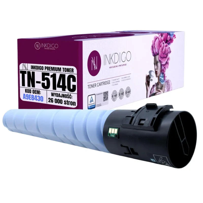 INKDIGO TN-514C TONER ZAMIENNY CYAN DO BIZHUB C458/C558/C658