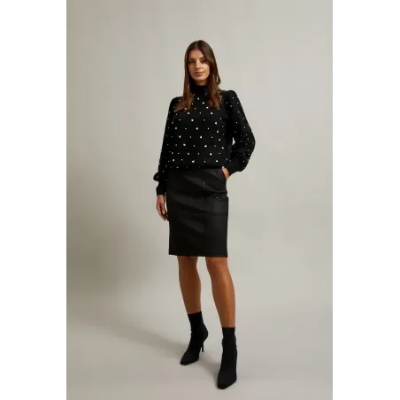 OŁÓWKOWA SPÓDNICA CZARNA PRZED KOLANO ROZMIAR 40