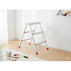 DRABINA DWUSTRONNA 3-STOPNIOWA SKŁADANA ALUMINIOWA