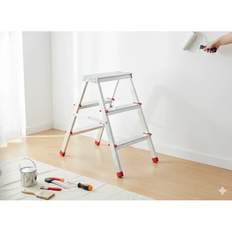 DRABINA DWUSTRONNA 3-STOPNIOWA SKŁADANA ALUMINIOWA DRABINA DWUSTRONNA 3-STOPNIOWA SKŁADANA ALUMINIOWA