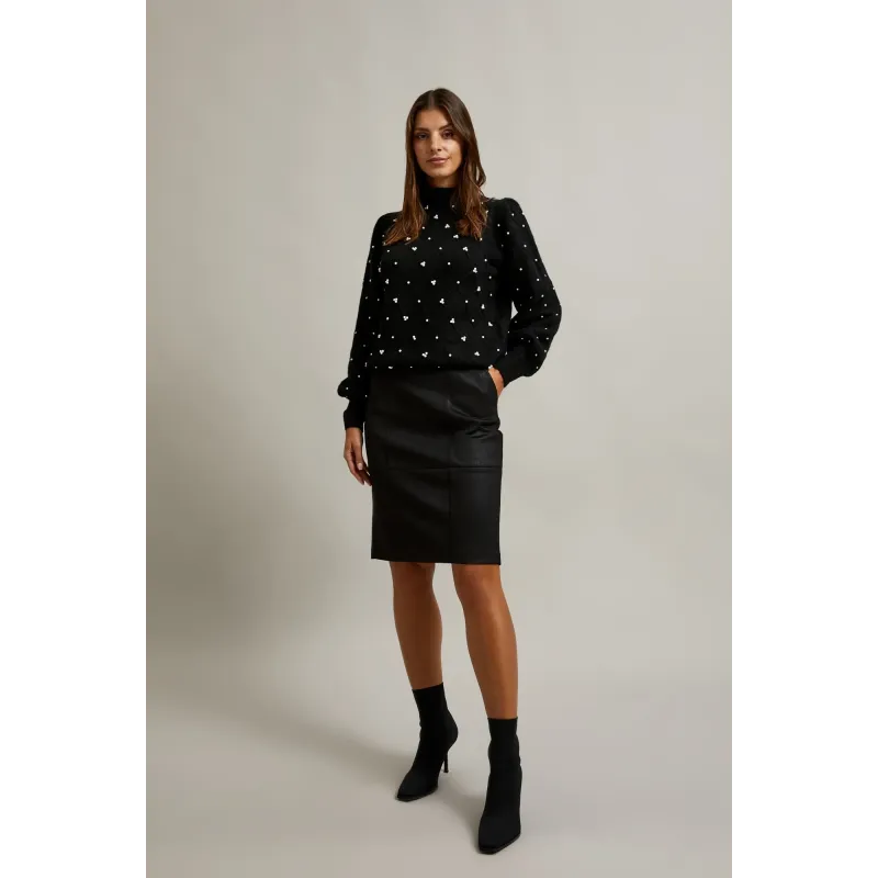 OŁÓWKOWA SPÓDNICA CZARNA PRZED KOLANO ROZMIAR 38