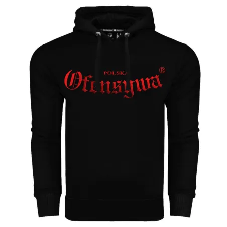 BLUZA Z KAPTUREM POLSKA OFENSYWA GOTYK CZARNO-CZERWONA ROZMIAR L