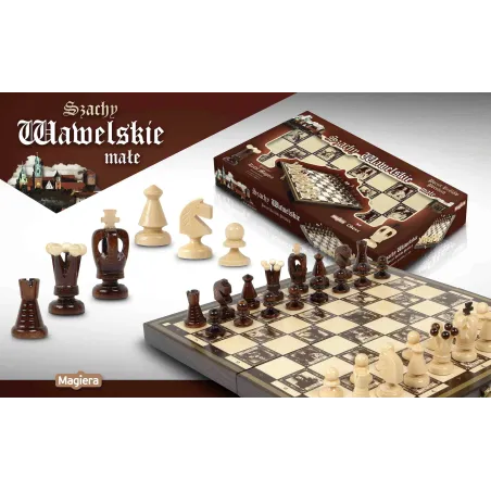 SZACHY DREWNIANE WAWELSKIE Z POCZTEM KRÓLÓW POLSKICH GRA EDUKACYJNA 7+