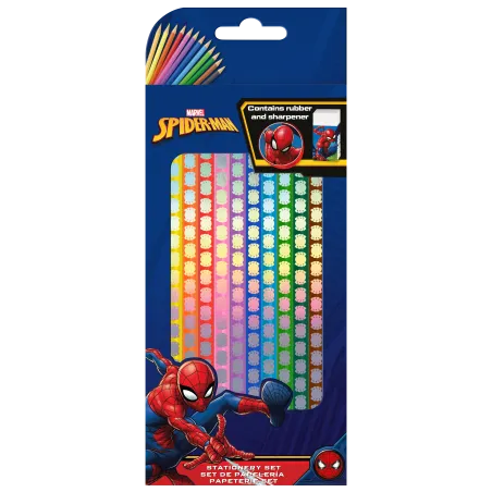Kredki Ołówkowe Spiderman 12 Kolorów Z Gumką I Temperówką