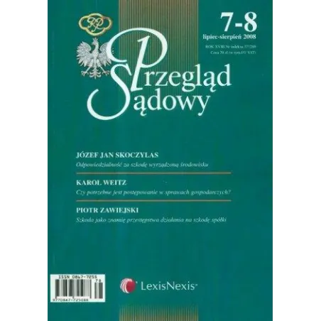 PRZEGLĄD SĄDOWY NR 7-8/2008 Józef Jan Skoczylas, Karol Weitz, Piotr Zawiejski - LexisNexis