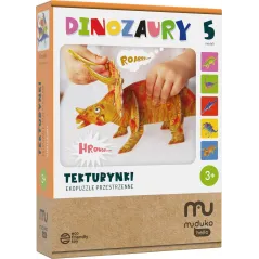 PUZZLE PRZESTRZENNE DINOZAURY TEKTURYNKI EKO Z PORADNIKIEM LOGOPEDYCZNYM 3+