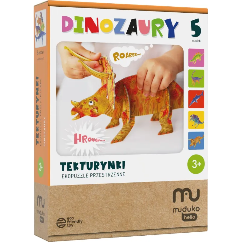 PUZZLE PRZESTRZENNE DINOZAURY TEKTURYNKI EKO Z PORADNIKIEM LOGOPEDYCZNYM 3+ PUZZLE PRZESTRZENNE DINOZAURY TEKTURYNKI EKO Z PORADNIKIEM LOGOPEDYCZNYM 3+