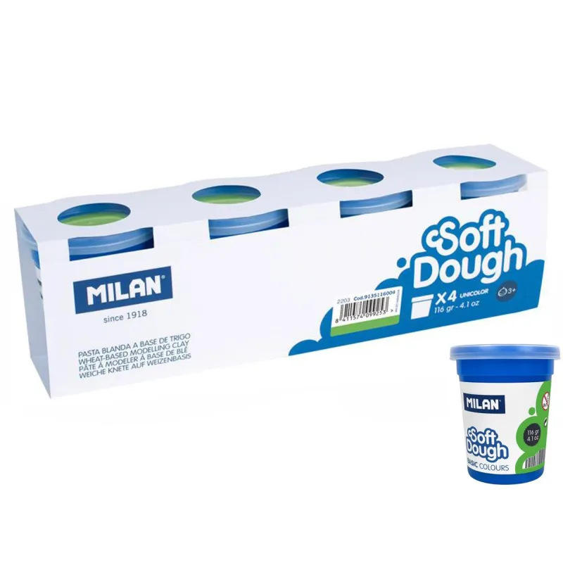 CIASTOLINA MASA PLASTYCZNA MILAN BASIC ZIELONA 4 SŁOICZKI NATURALNY SKŁAD CIASTOLINA MASA PLASTYCZNA MILAN BASIC ZIELONA 4 SŁOICZKI NATURALNY SKŁAD