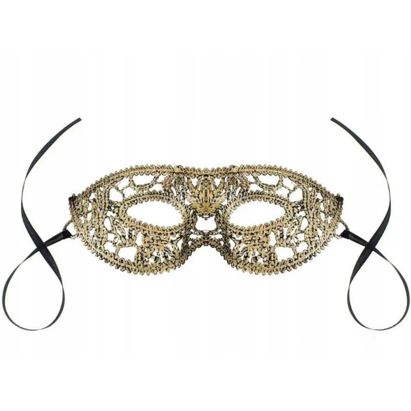 MASKA AŻUROWA WENECKA ZŁOTA KORONKOWA GODAN