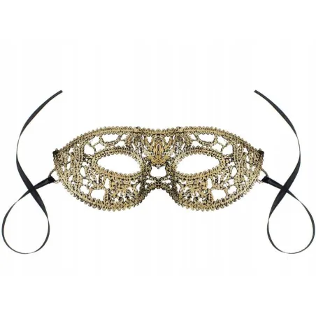 MASKA AŻUROWA WENECKA ZŁOTA KORONKOWA GODAN