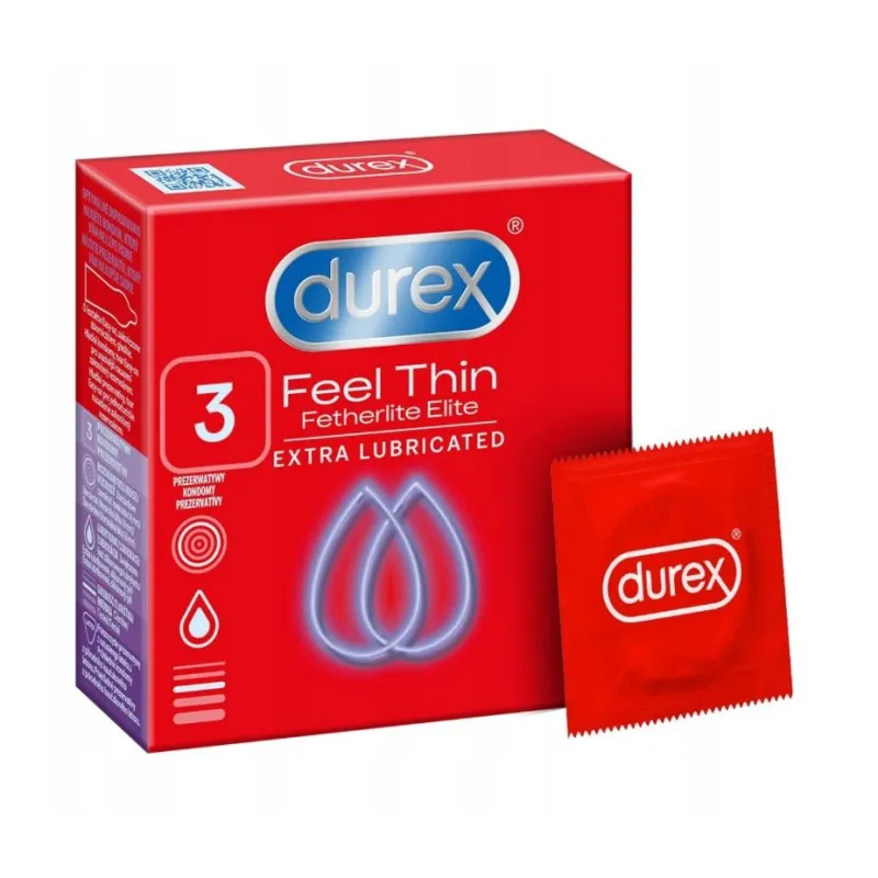 DUREX FETHERLITE ELITE PREZERWATYWY ULTRACIENKIE EASY-ON 3 SZT.