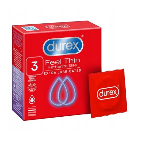 DUREX FETHERLITE ELITE PREZERWATYWY ULTRACIENKIE EASY-ON 3 SZT.