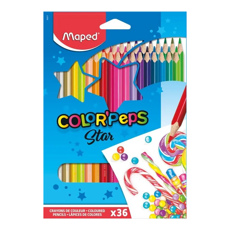 KREDKI TRÓJKĄTNE OŁÓWKOWE COLOR PEPS 36 KOLORÓW MAPED