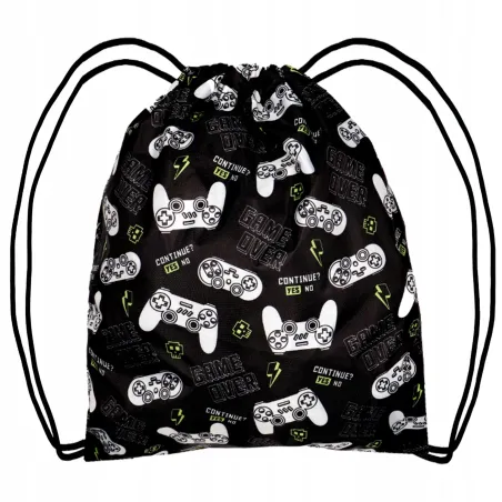 Worek Szkolny Gamingowy Czarny Dla Dzieci I Młodzieży