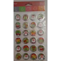 NAKLEJKI WYTWŁACZANE BOŻE NARODZENIE 24 SZT – DEKORACJE ŚWIĄTECZNE