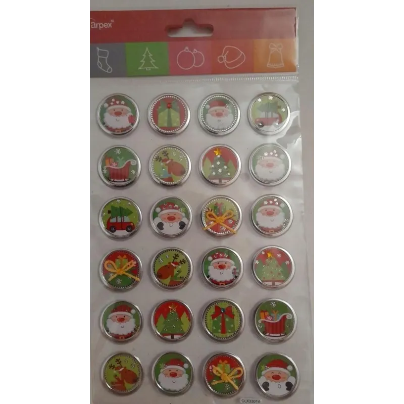 NAKLEJKI WYTWŁACZANE BOŻE NARODZENIE 24 SZT – DEKORACJE ŚWIĄTECZNE