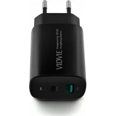 VIDVIE PLE248 SZYBKA ŁADOWARKA SIECIOWA USB A + TYPE-C POWER DELIVERY 20W