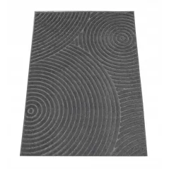 DYWAN DO SALONU PŁASKOTKANY 3D KOŁA BOHO ANTRACYT 133X190CM JUNO