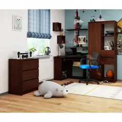 BIURKO KLASYCZNE NAROŻNE TED 80 CM Z PÓŁKAMI WENGE