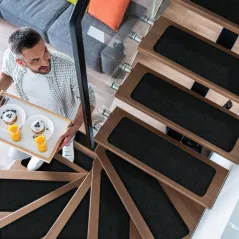 WYCIERACZKA DYWANIK SCHODOWY ANTYPOŚLIZGOWY 2W1 CZARNY 25X60 CM