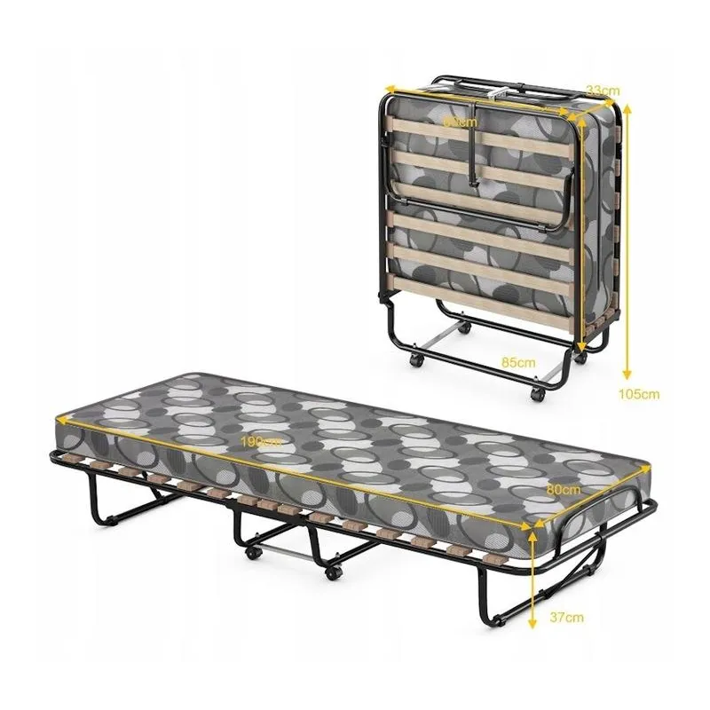 ŁÓŻKO POLOWE TURYSTYCZNE SKŁADANE 80X190 CM Z MATERACEM 8 CM