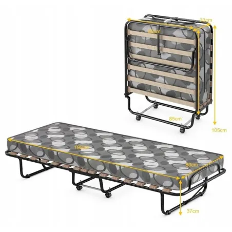 ŁÓŻKO POLOWE TURYSTYCZNE SKŁADANE 80X190 CM Z MATERACEM 8 CM