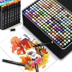 Dwustronne Markery Alkoholowe 120 Sztuk Zestaw Z Torbą I Podstawką